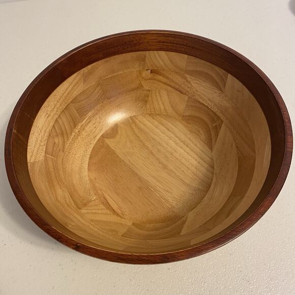 Lipper International Bamboo Wooden Round Salad Bowl Medium Size 4.25x10” Healthy - Picture 1 of 5
